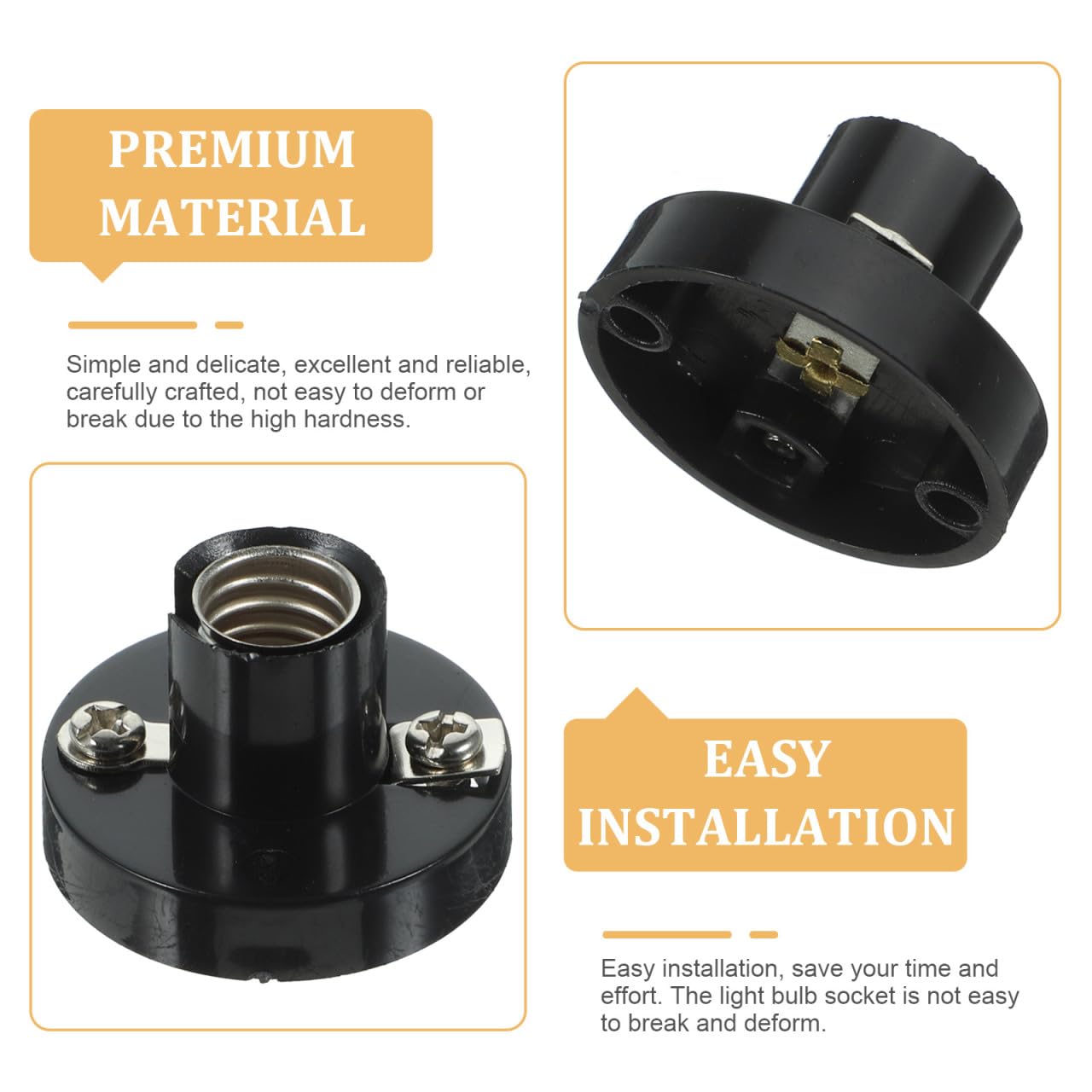 WHAMVOX E10 Screw Lamp Holder 1.18 Inch Mini Bulb Socket Base for Electrical Experiments Diy Lighting Accessories Stable Bakelite Lamp Base for Home Commercial Use 5 Pack - Image 4