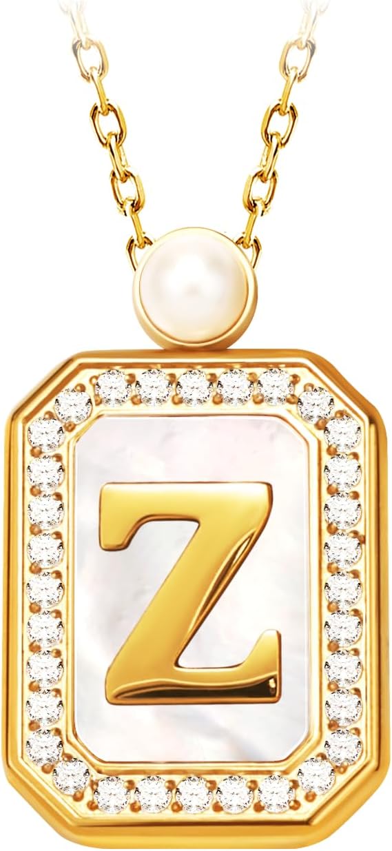 Personalized Elegance: Initial Necklace with Mother of Pearl Accents