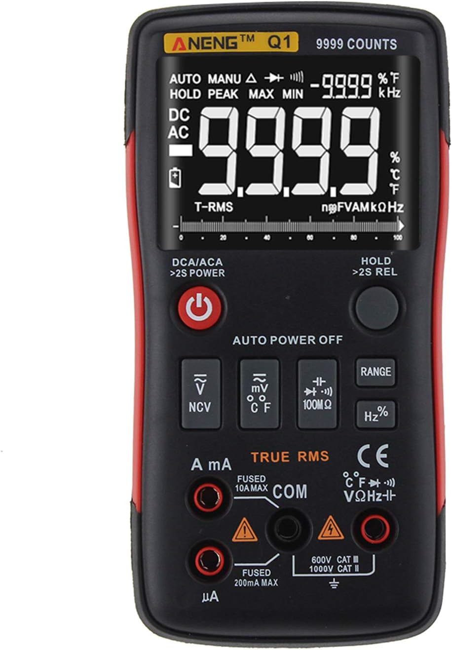 Multimeter，9999 Counts True RMS Multifunctional Digital Multimeter Voltmeter Ammeter Handheld Mini Universal Meter High Accuracy Measure AC/DC Voltage AC/DC Current Resistance acitance Frequency Duty