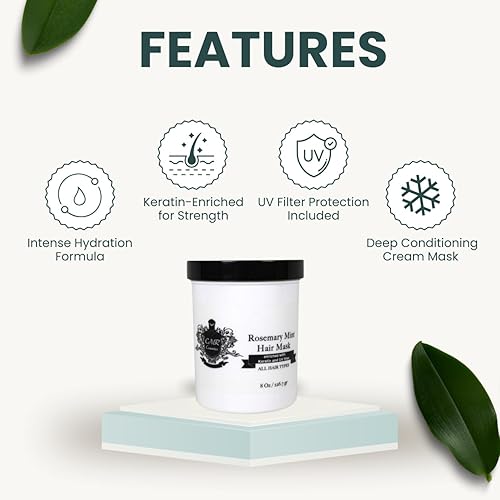 Miniatura 5 de Mascarilla Capilar Romero Menta Enriquecido con: Queratina y Filtro UV - Acondicionamiento Profundo, Hidratación Intensa, Reparación Capilar,