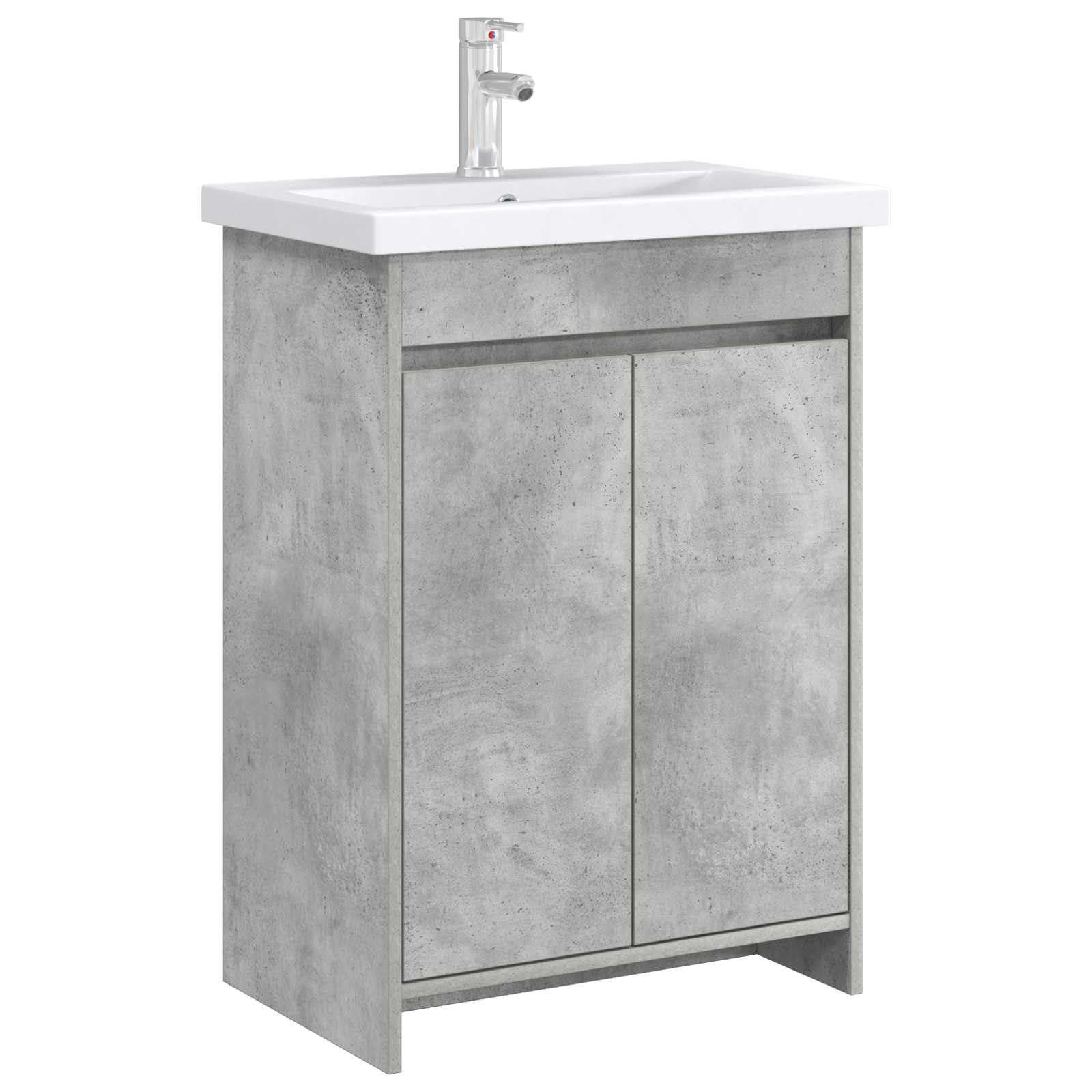 Mobile da bagno grigio cemento, 56 x 37,5 x 81 cm, in legno, molto spazio sotto il lavandino, mobile da bagno per mobili da bagno con ante e comò