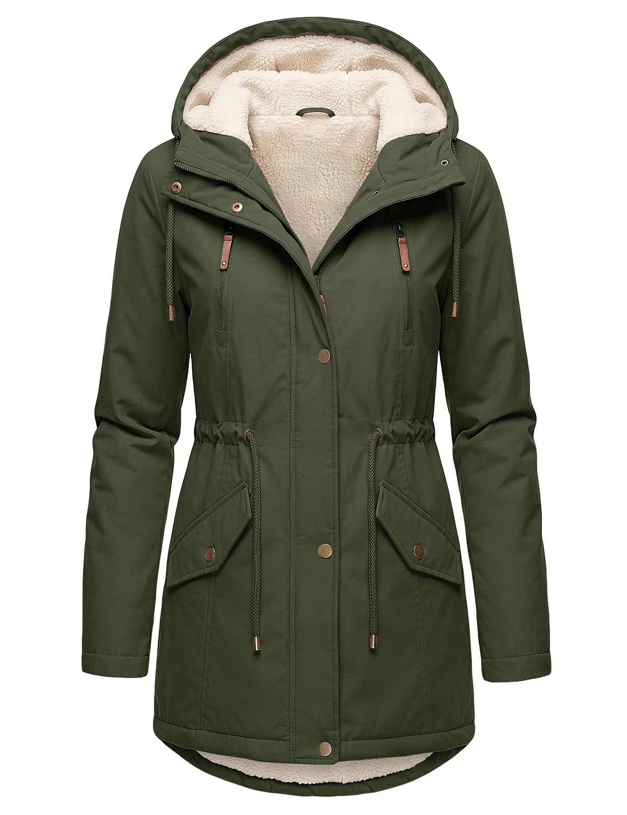 heekpek Parka Femme Hiver Mi-Longue Doublée Polaire avec Capuche