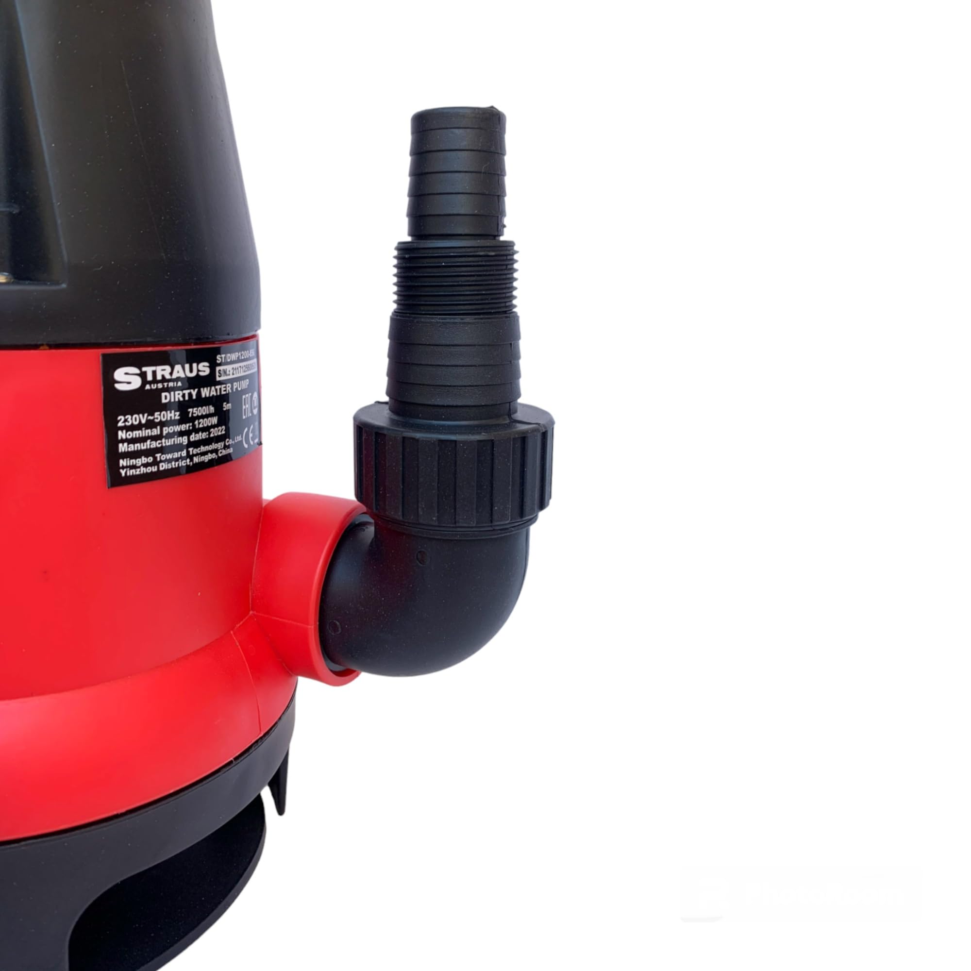 Pompa immersione Elettropompa Sommersa per Acque Chiare e Sporche Potenza 1200W Portata 7500L/h Profondità Massima 7 Metri con Fondo Piatto Maniglia per il Trasporto e Cavo 10 metriazione da giardino