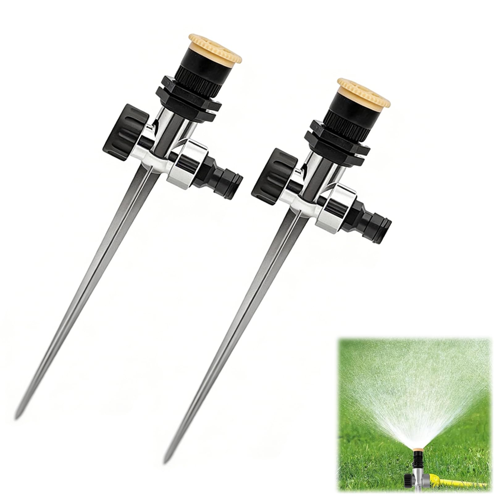2 Pack Garden Sprinkler Spikes, Scattering Lawn Sprinkler for Multi-Point Irrigation, Easy Soil Insertion Water Sprinkler for Garden and Yard