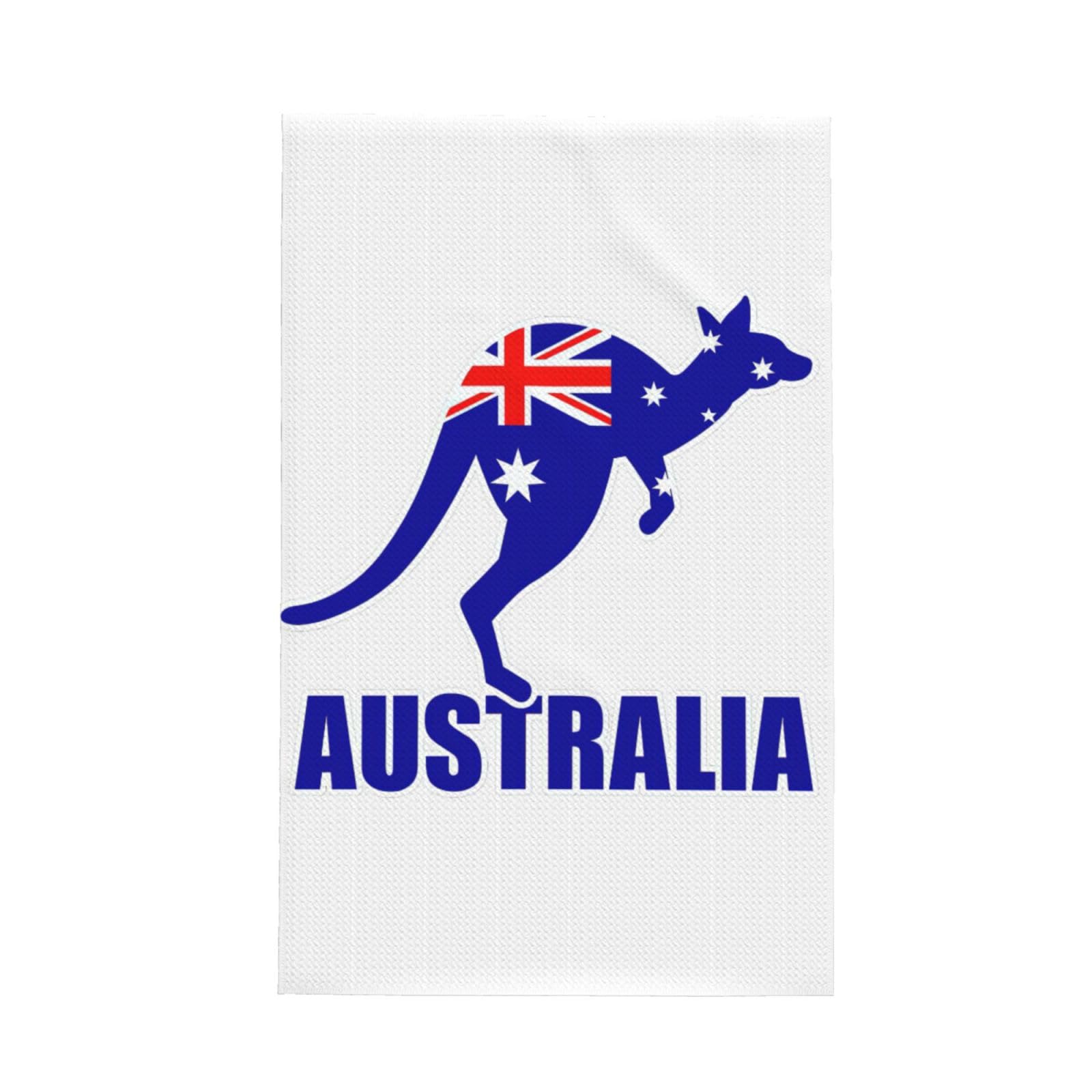 Xxahnbm Black Australia Flag On Kangaroo Print Waffle Kitchen Towel,Absorbent Hand Towel