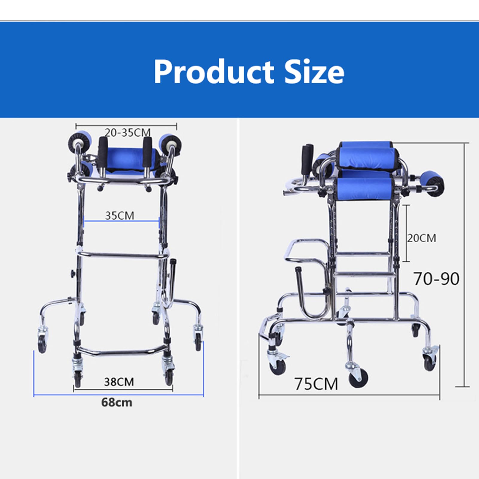 Bipedestador/Ayuda Para Caminar/Bipedestador Con Asiento Rueda Aparato De Rehabilitación Plegable Regulable En Altura Andador Para Miembros Inferiores Discapacitados Bipedestador Para Niños