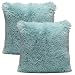 Chanasya Super Soft Long Shaggy Chic Fuzzy Faux Fur Warm Elegent Cozy Aqua Blue Throw Pillow Cover Pillow Sham - Solid Turquoise Fur Throw Pillowcase 18x18 Inches 2-Pack(Pillow Insert Not Included)