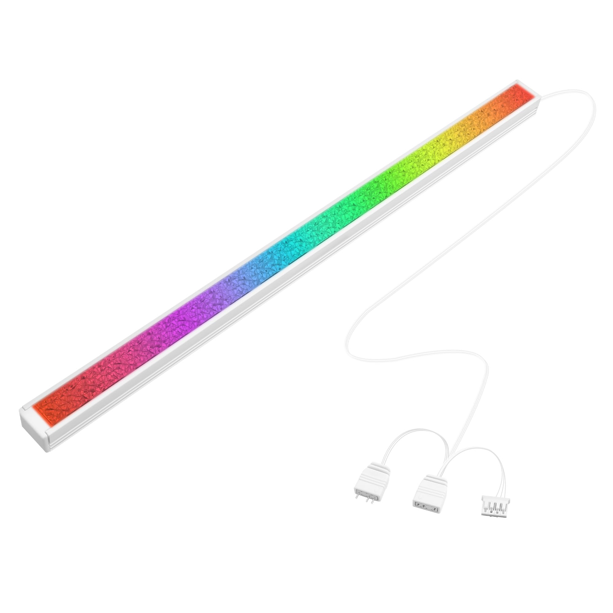 ELFJMZP 17 LED ARGB Strip with Magnetic Adhesion, 5V 4PIN Addressable, White Aluminum + Diamond Light-Diffusing Cover, Attach to PC Case Inside, 550mm Cable & Custom Effects