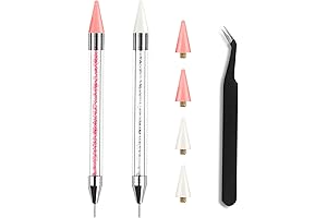 Kaychan 2 Acrylic Handle Rhinestone Picker Tools and 4 Extra Wax Tips...