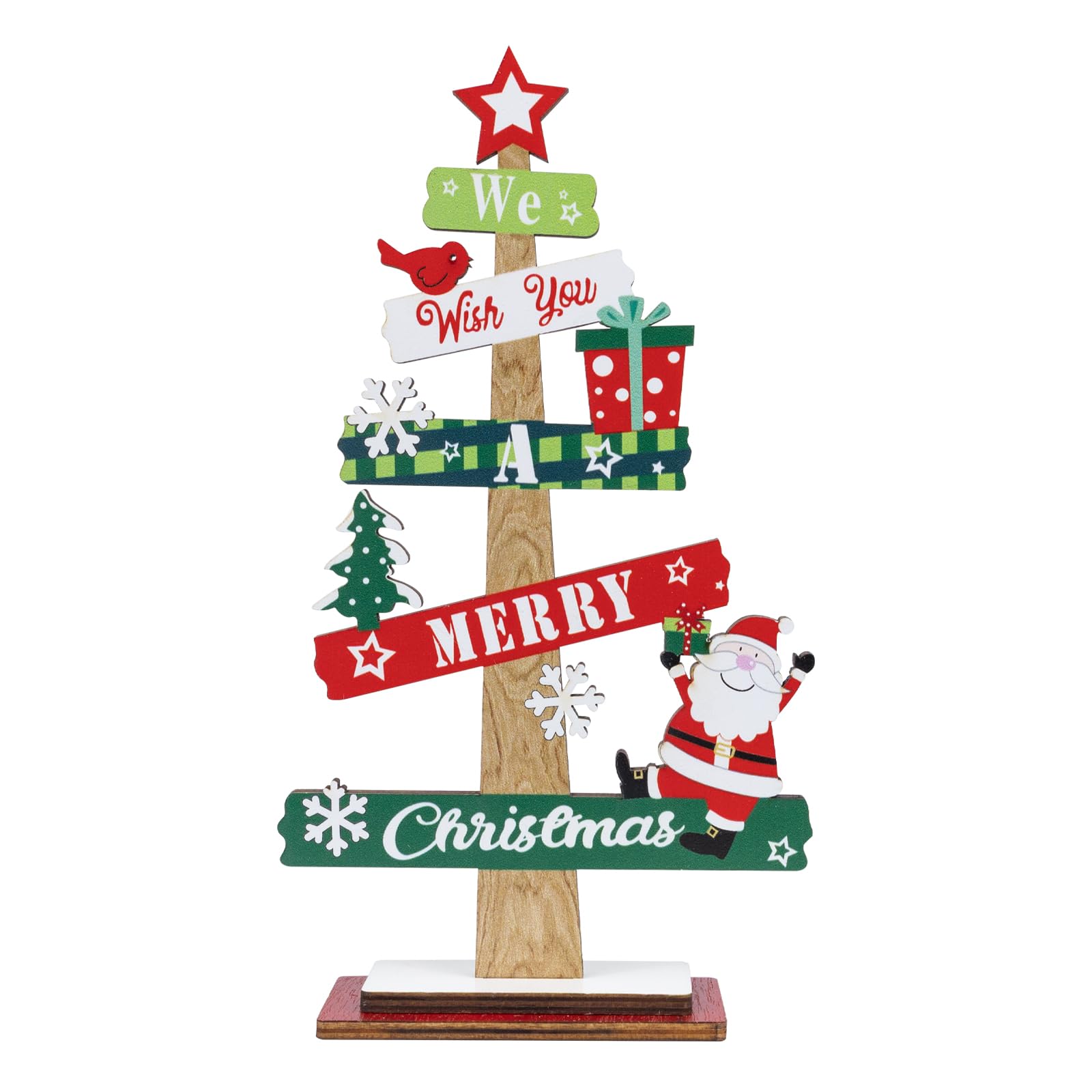 FACHOI Christmas Table Decoration, Wooden Xmas Tabletop Decoration, Christmas Tabletop Decorations Memorial Ornament for Xmas Party Supplies Home Room Decor F6-SDXBJ (B)