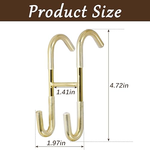 Miniatura 3 de Hitefu 2 ganchos para puerta de ducha, gancho para colgar puertas de vidrio dorado, sin marco, para toallas, bata, trajes de baño, afeitadora,
