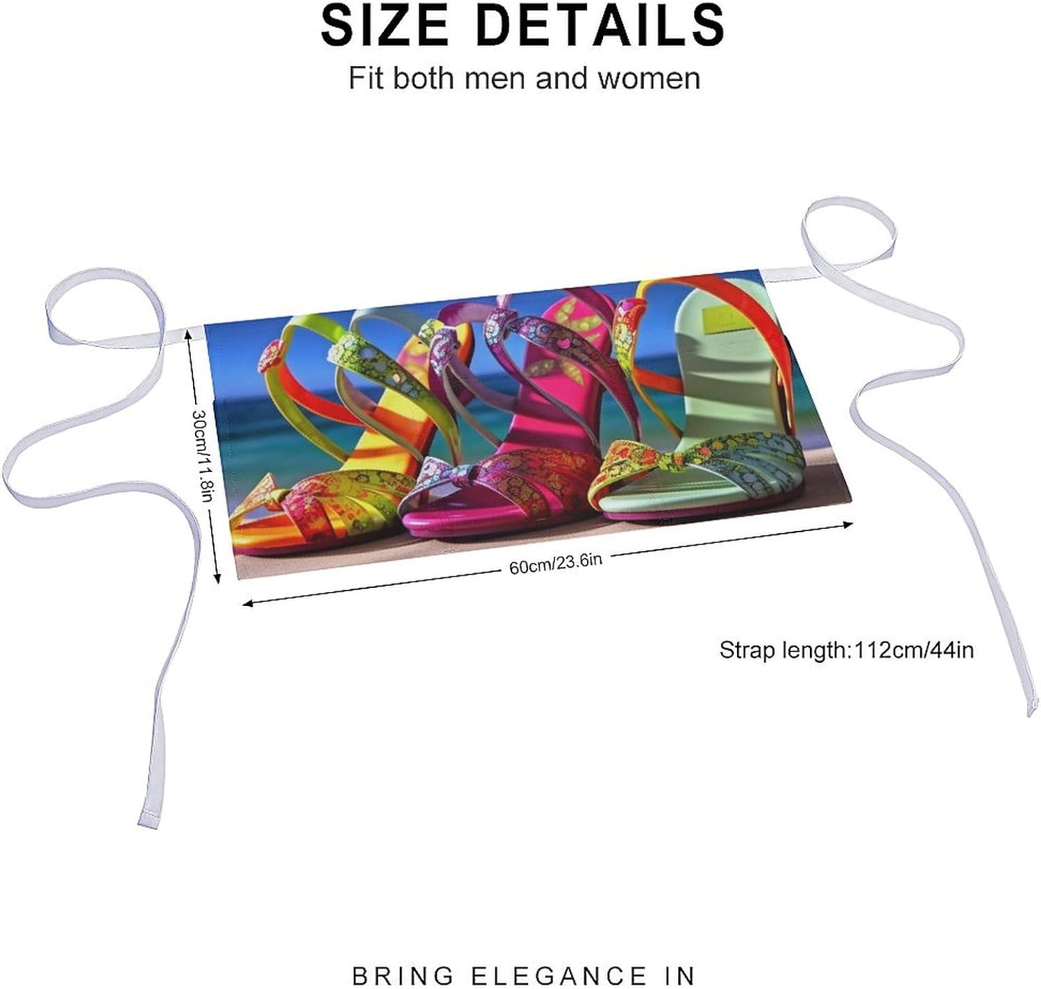 Short Half Waist Apron, Colorful Sandals Shoes Printed Server Aprons Oil And Water Resistant Half Waist Apron with for Women Men