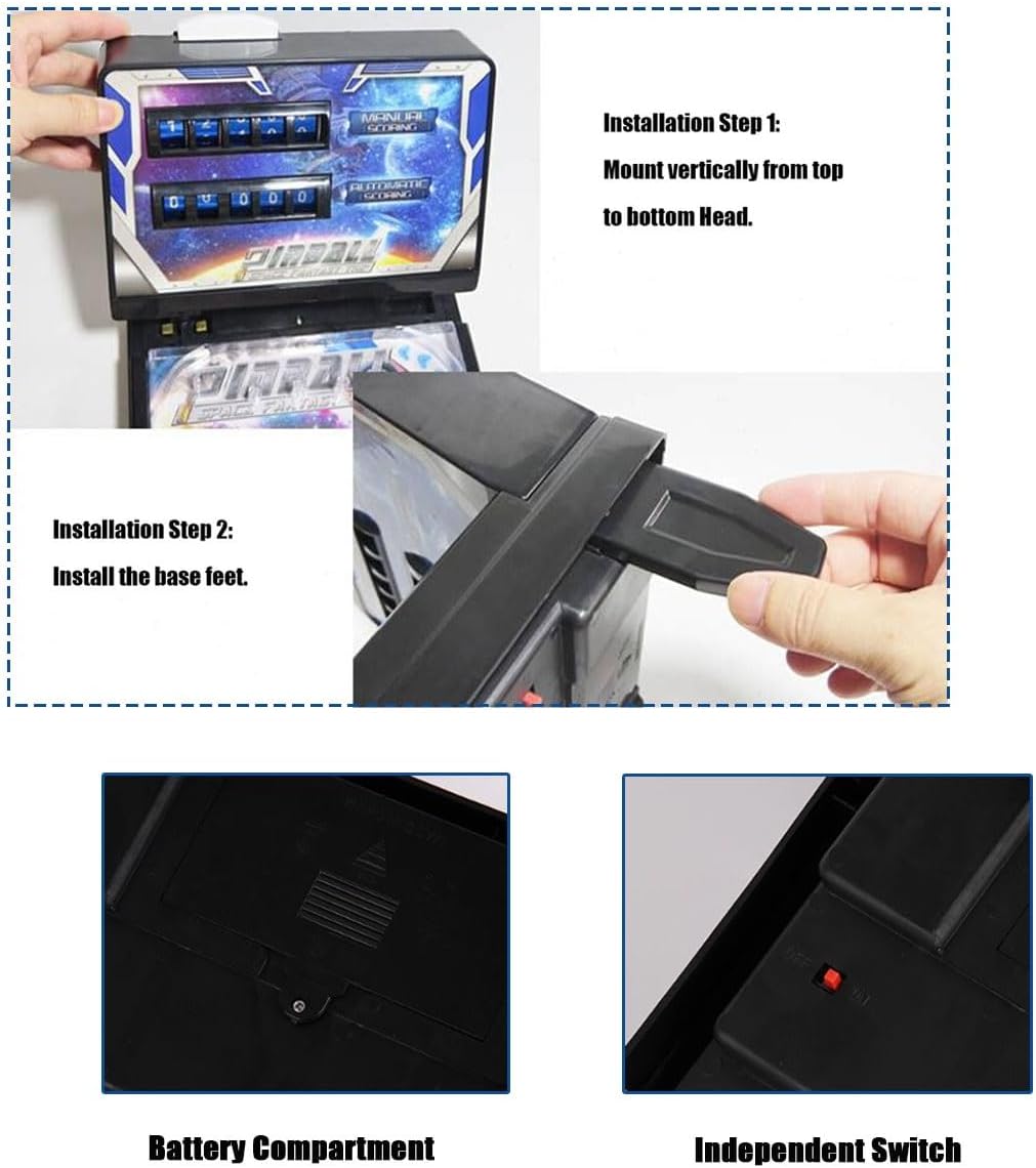 Space Theme Pinball Machine for Kids - Interactive Parent-Child Desktop Game with LED Lights, Sounds and Digital Scorer, Christmas Table Toy, Retro Arcade Pinball Favor