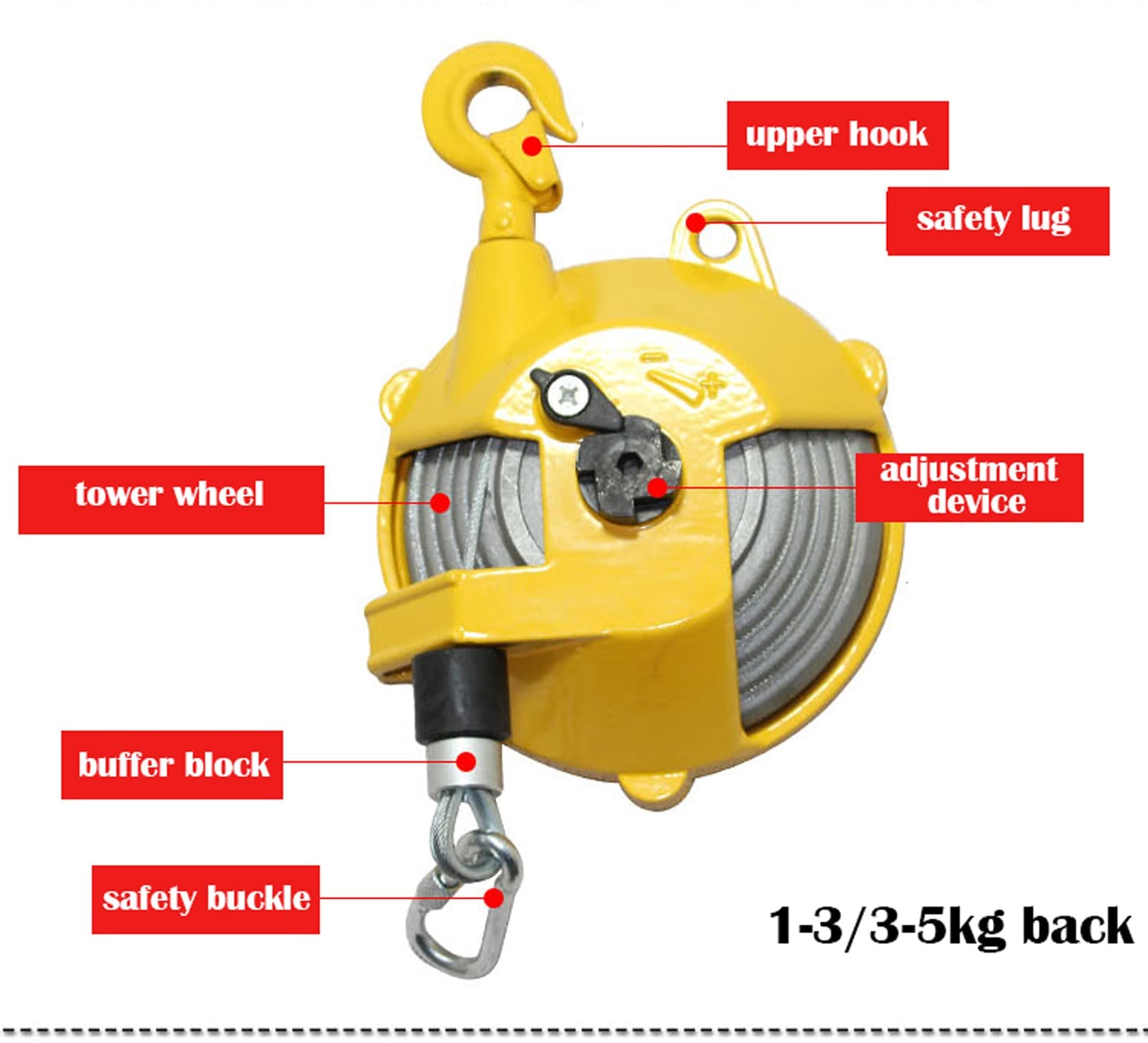 Einstellbarer Federzug Werkzeughalter Aluminiumgehäuse, Federzug-Halterung Balancer mit Gepolsterter Gummimanschette und Anpassung für Montagelinie und Werkstatt(Size:3-5kg)