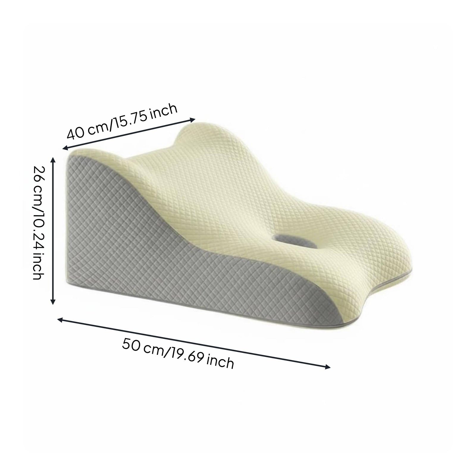Almohada Lumbar de Espuma Viscoelástica con Diseño 30 Grados Cojín de Cintura Ergonómico Zona de Soporte Diferenciada Cubierta Transpirable Adecuada, Gris Azulado, 60-50-30cm