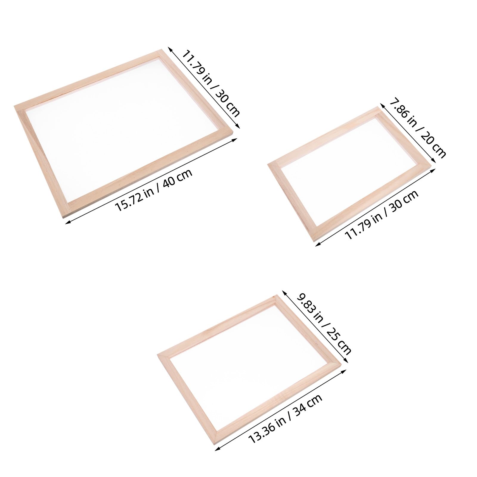 3 Moldes de Madera para Hacer Papel con Malla Resistente Tamaños 20X30 CM 25X34 CM y 30X40 CM Marco para Fabricación Artesanal de Papel Reciclado Manualidades y Flores