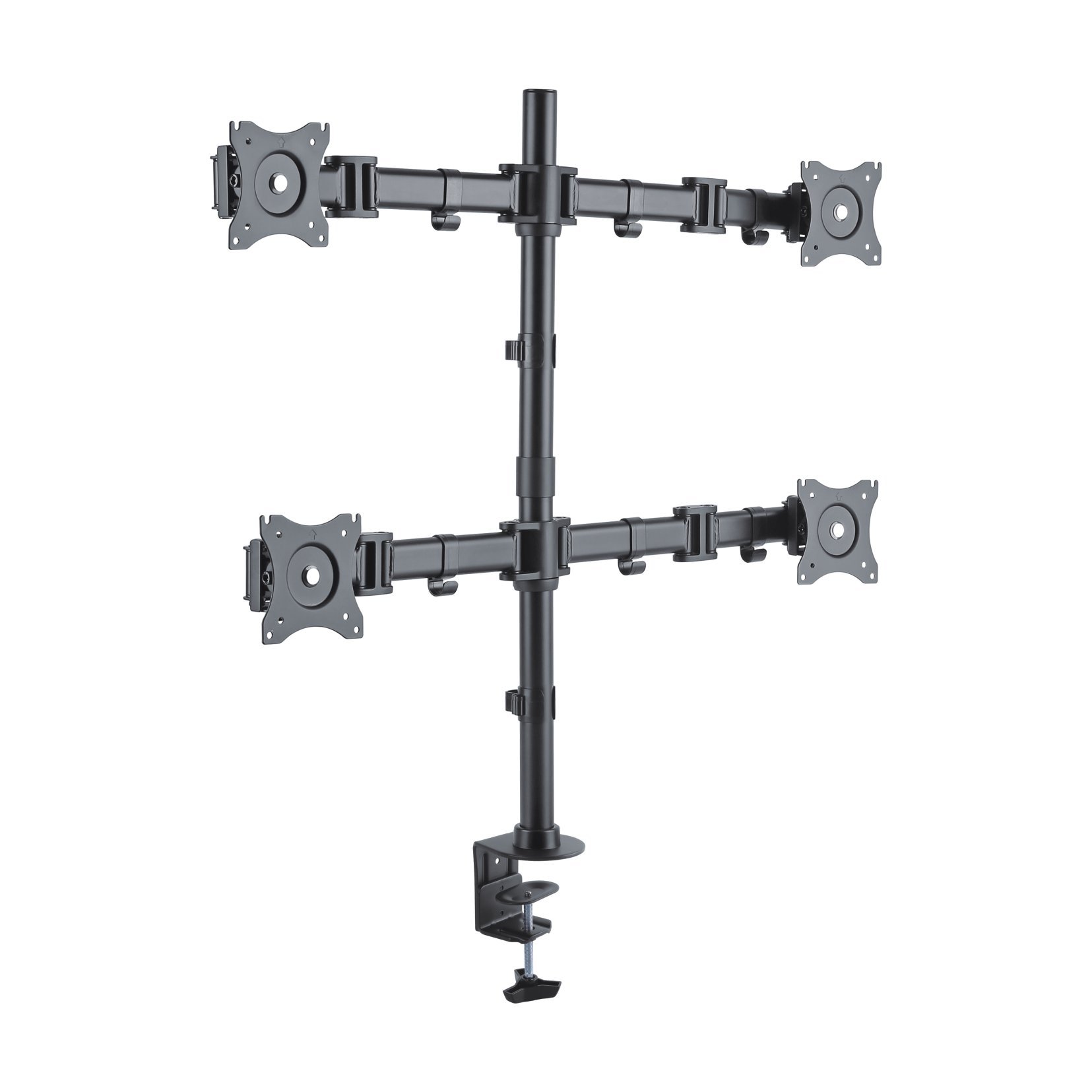 PureMounts OFFICE-​04 Soporte de Escritorio para 4 monitores 33-​69 cm (13-​27"), inclinable: -​45 ° a 45 °, Giratorio: 180 °, Giratorio: 360 °, VESA 100x100, Negro