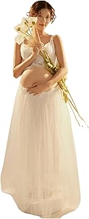 [Lady Lazy] [レディレイジー] マタニティ 白 ドレス 撮影 衣装 ホワイト シンプル 妊婦 マタニティフォト ロング丈 セパレート お腹見せ