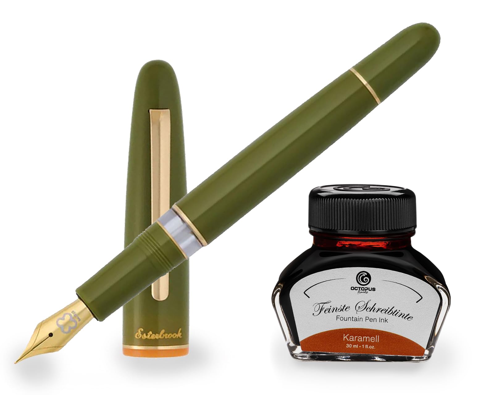 Esterbrook Estie Back to the Land Quirky Leaf Kolbenfüllhalter mit 30ml Tinte Karamell