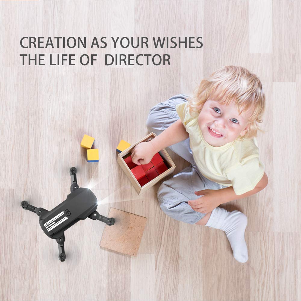 Drone con cámara 4K, Drone Mini Fpv controlado a mano con kit de batería de accesorios, RC Drone Quadcopter RTF con luz LED, modo sin cabeza, retorno automático con un botón, retención de altitud
