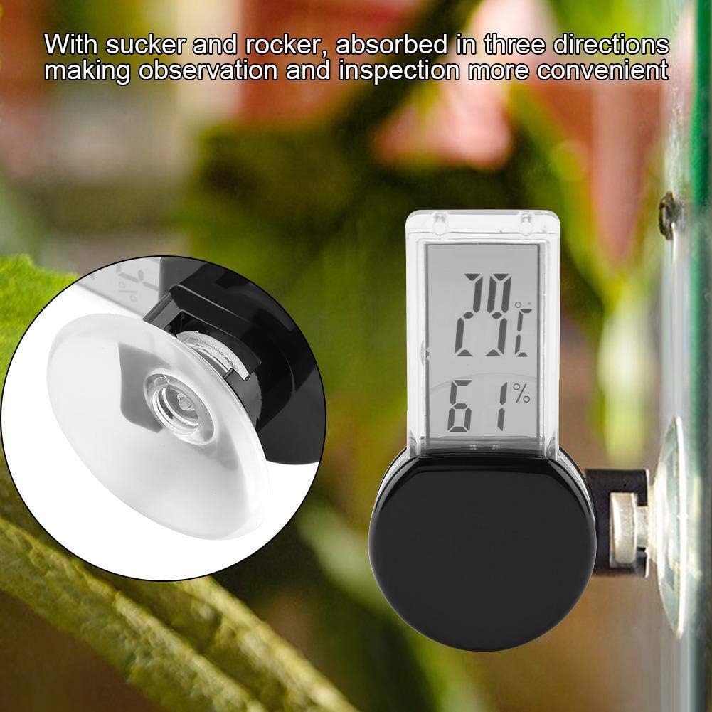 Pssopp Reptile Hygrometer, elektronisch, Thermometer, wasserdicht, Echtzeit, Lizard Crawler Box, Tanks Rainforest Feuchtigkeitsmonitor mit integriertem Sensor (schwarz)