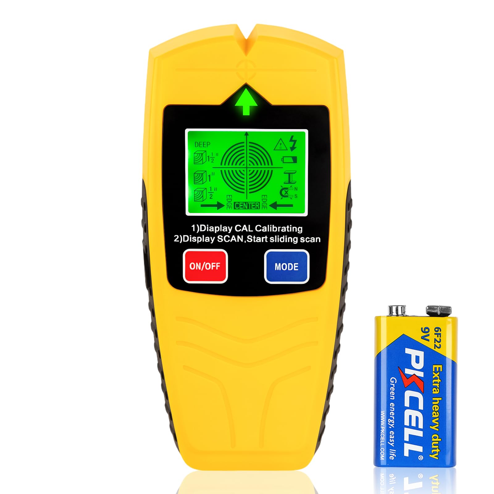 5-in-1 Stud Finder Wall Scanner, Digital Wall Detector with LCD Display and Audio Alarm, Wood Stud, Metal, Pipe, Rebar, Joist and Live AC Wire Detector with Edge and Centre Detection