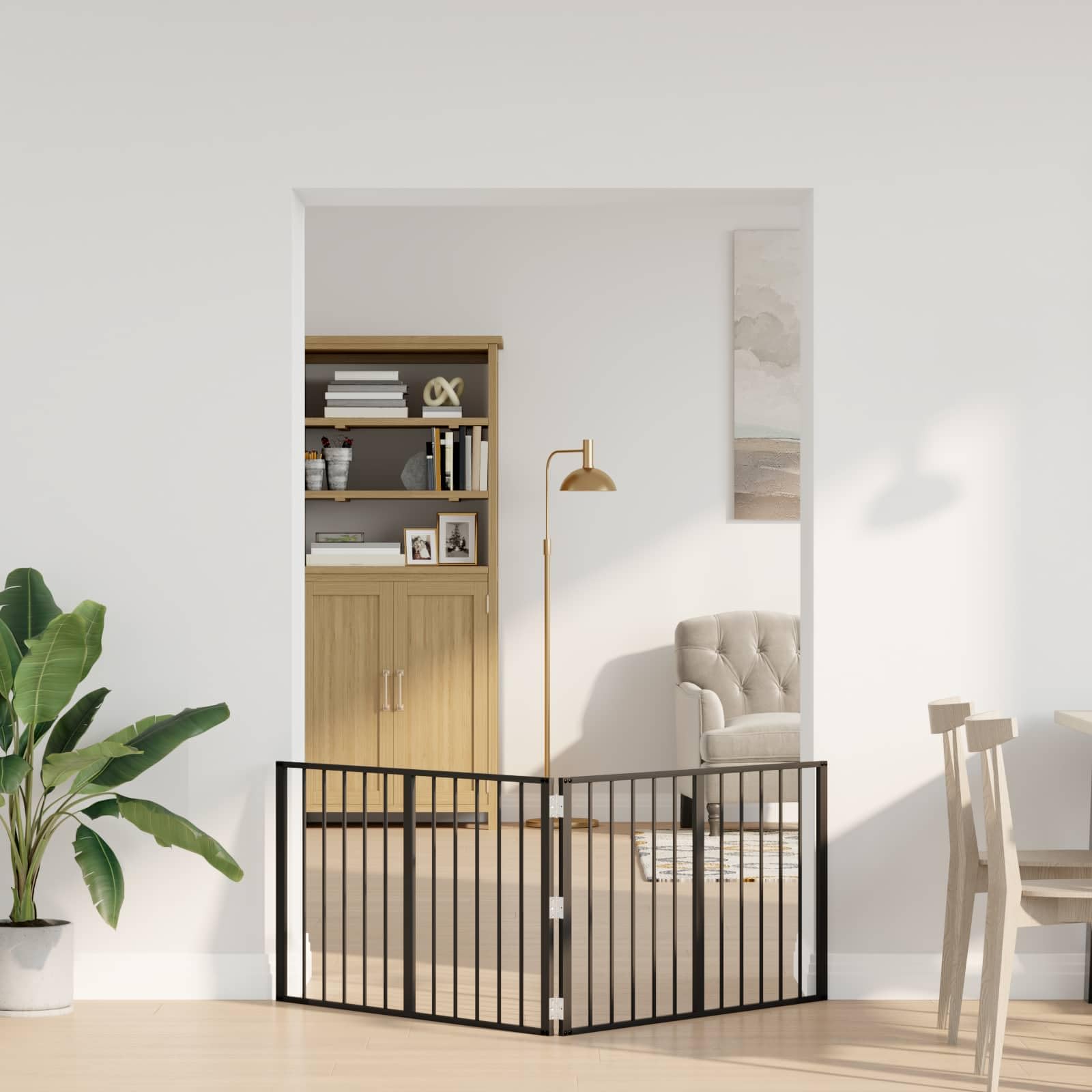 Puerta para perros, 2 unidades, acero galvanizado negro, 100 x 60 cm, plegable para cachorro y perro, barrera de seguridad, parque de seguridad, protección para casa, apartamento, jardín