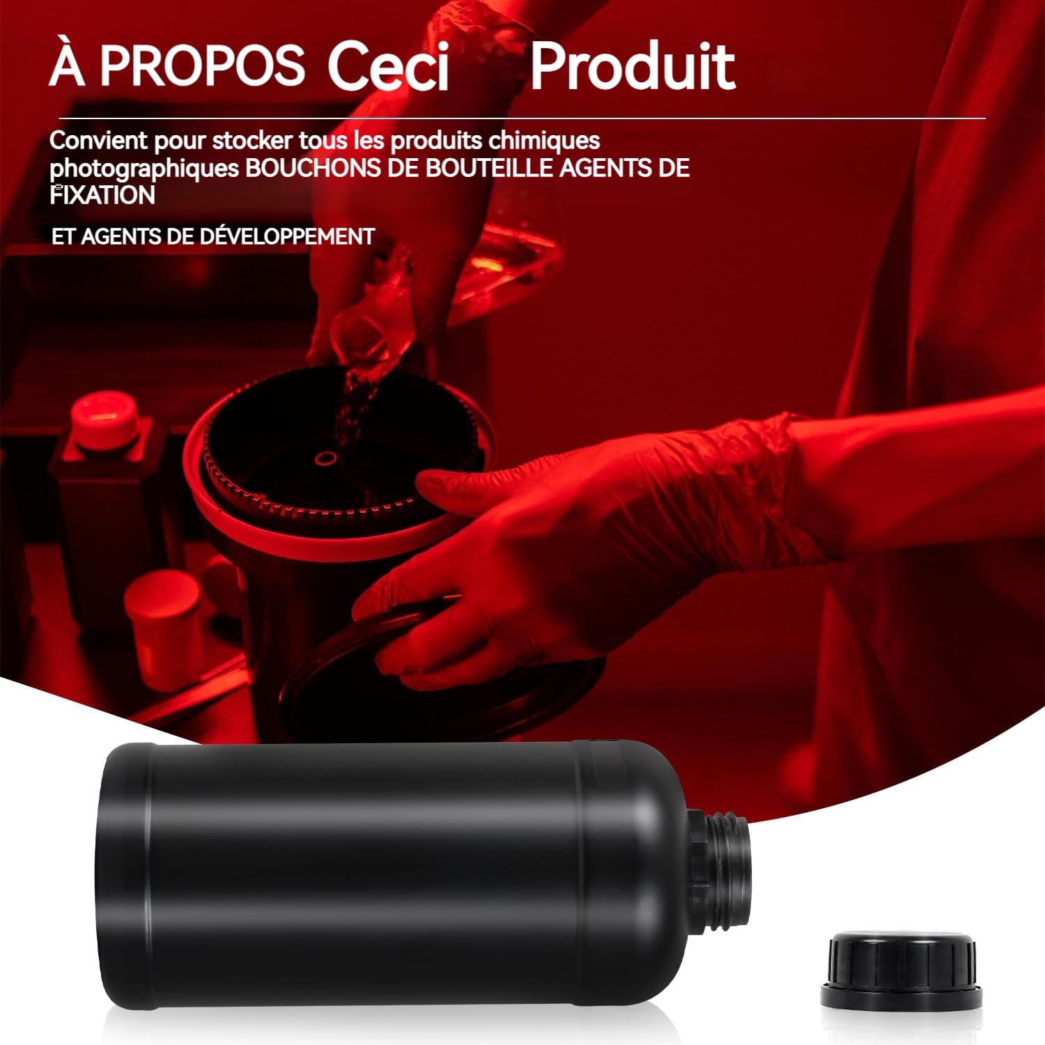 Lot de 3 pièces de 1L (1000ml) pour Chambre Noire. Bouteilles de Stockage en Plastique pour chimies de Film Photographique (3X 1L Bouteilles Noires)