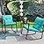 Greesum 3 Pieces Rocking Wicker Bistro Set, Patio Outdoor Furniture Conversation Sets with Porch Chairs and Glass Coffee Table, Blue