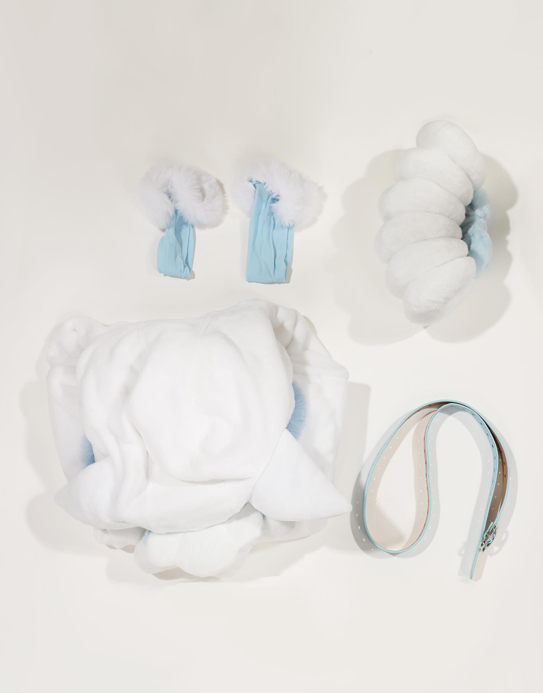 Mobbunny Women's Anime Cosplay Costume Fluffy Romper Onesie Pajamas White Blue Furry Hooded Bodysuit Bodycon Sleepwear: Small White