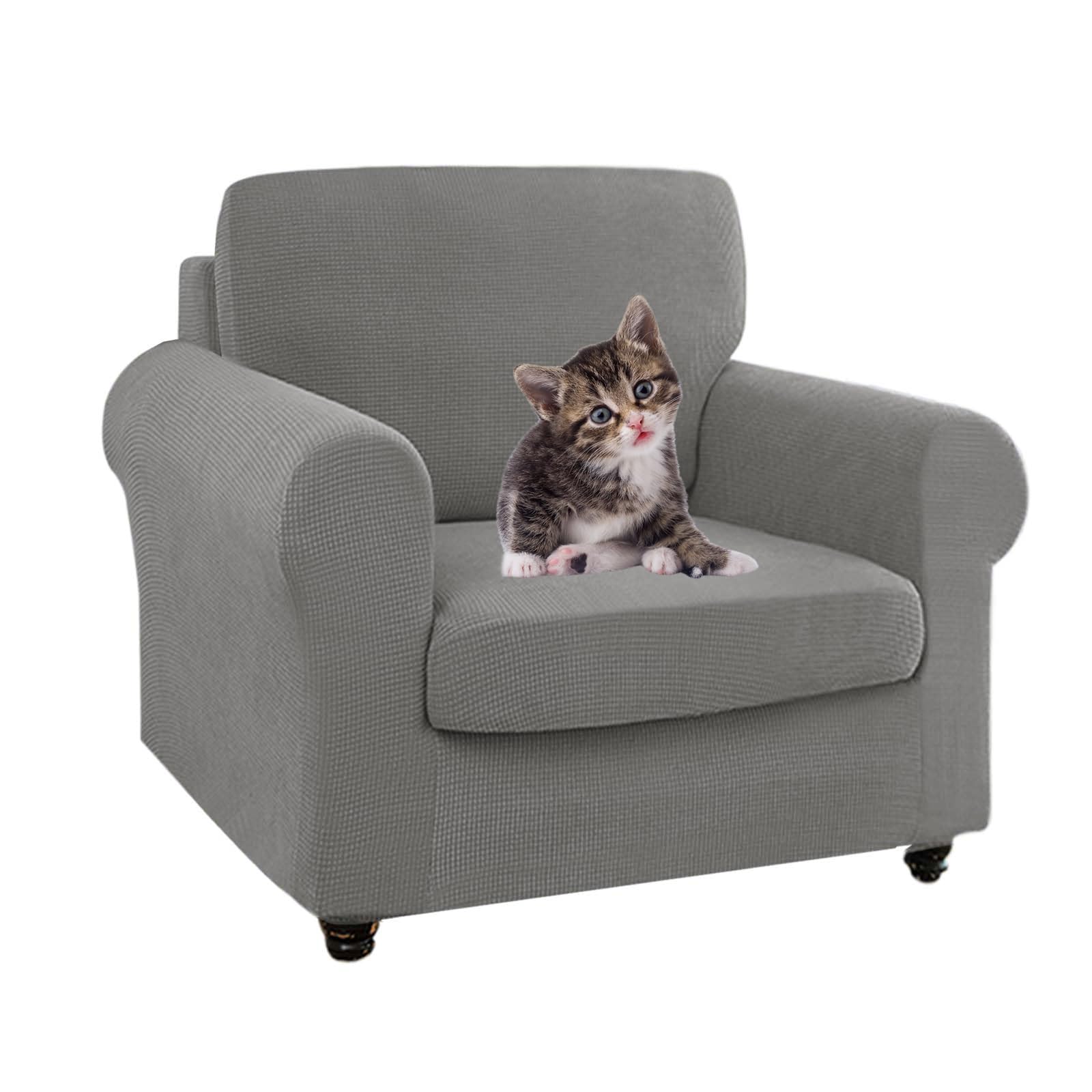 SYLC Ektorp Sofa Cover with Seat Cushions Covers and Backrests Covers Sofa Covers Stylish Stretch Jacquard Couch Slipcover Protector (Palegrey,Chair+1 Seat+1 Back)