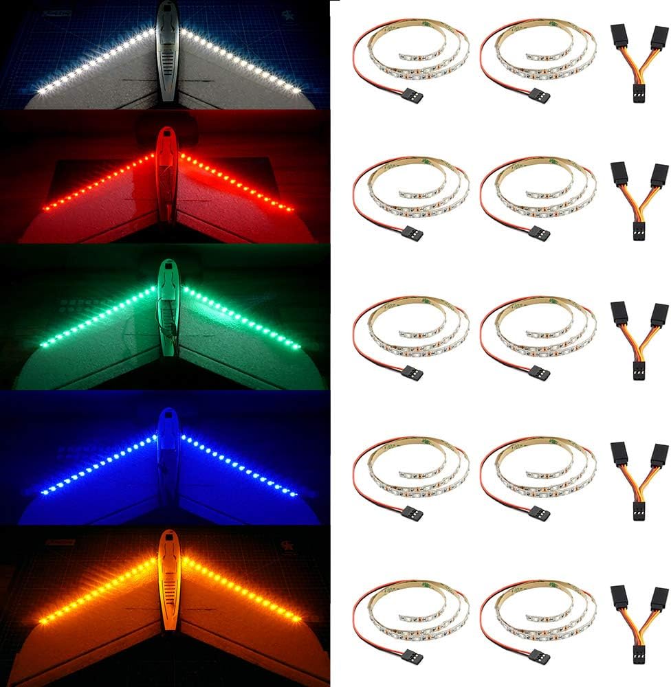 LED Light Strips for RC Cars Trucks Airplanes Drones Blue Green Red White Yellow Bundle