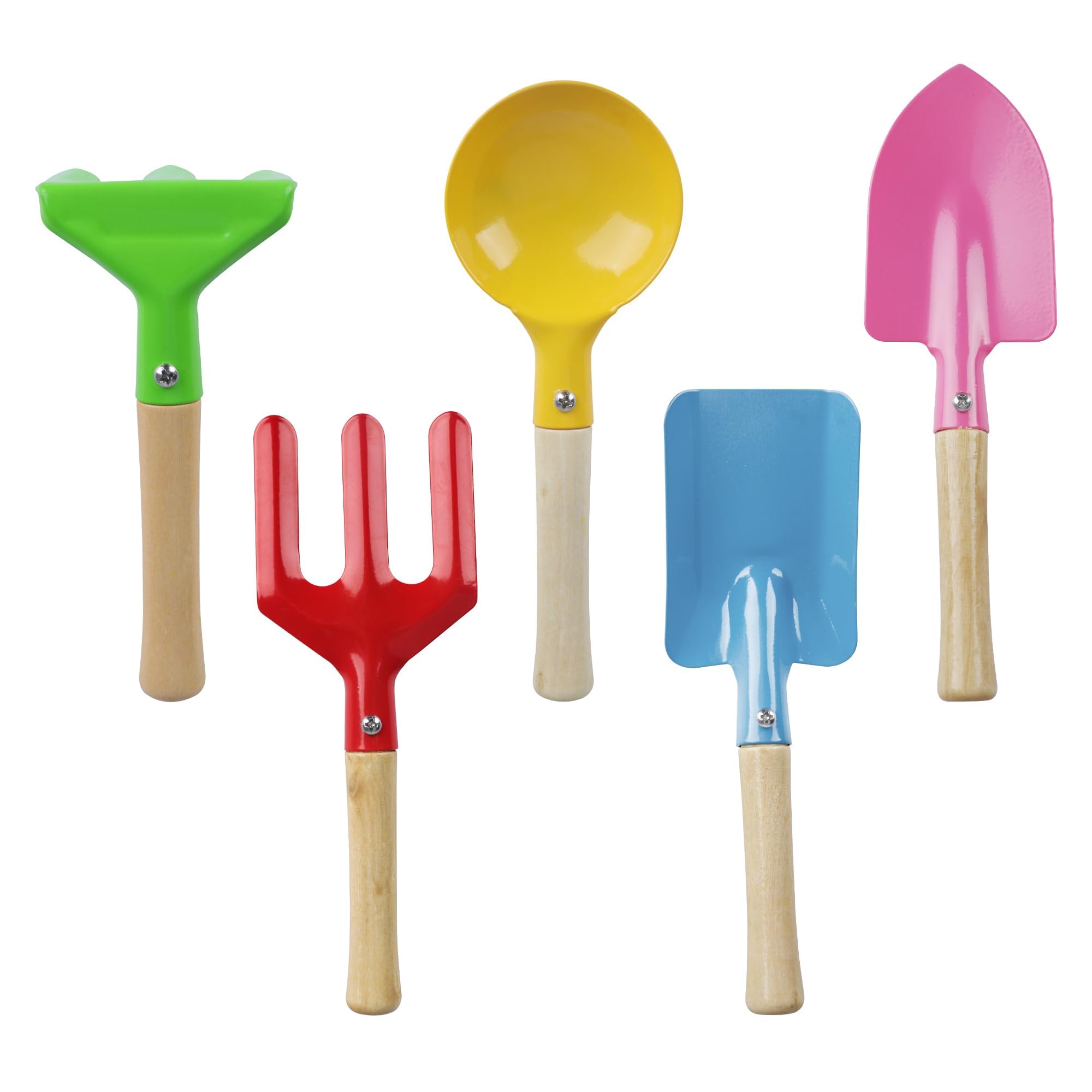 Kit De 6 Outils De Jardin/Plage Pour Enfants Dès 3 Ans - Pelle, Râteau, Fourche, Seau... - Métal Et Bois - Jouet Éducatif Extérieur