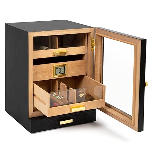 CASE ELEGANCE Luca Cabinet Humidor with Thick Cedar, Easy humidification