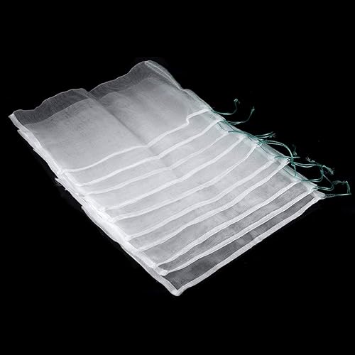 Miniatura 8 de 50 bolsas de malla de nailon transparentes, reutilizables, para plantas de jardín, frutas, bolsas de almacenamiento con cordón de malla de múltiples