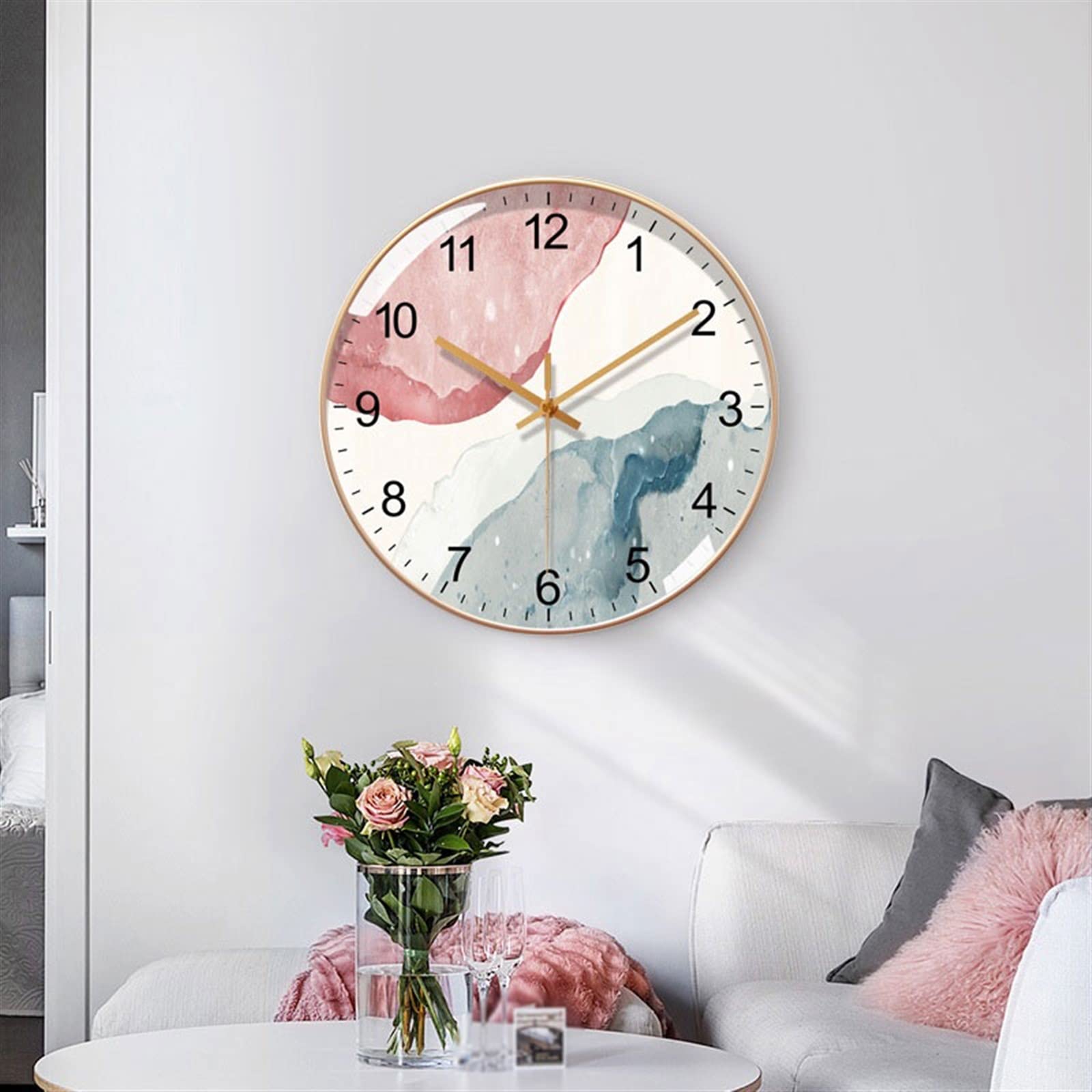 Cucina Orologio da parete rotondo moderno di lusso leggero 10 pollici / 12 14 silenzioso decorativo for interni Decorazioni per interni(14inch)