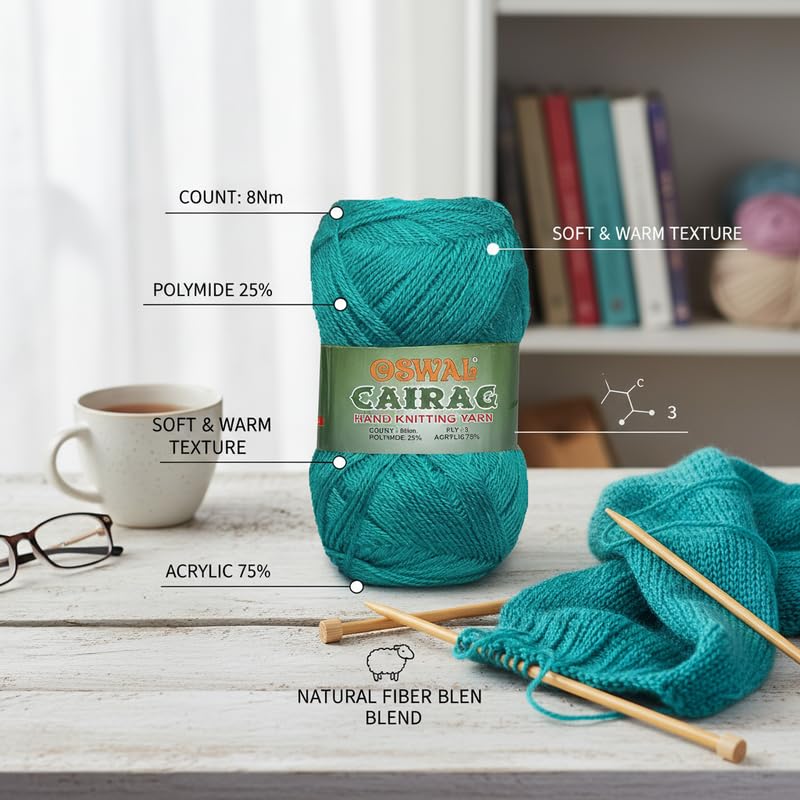 Image of M.G Enterprise Chirag TealSoft Wool Yarn 200 Crochet Yarn for Needle Knitting & DIY Craft