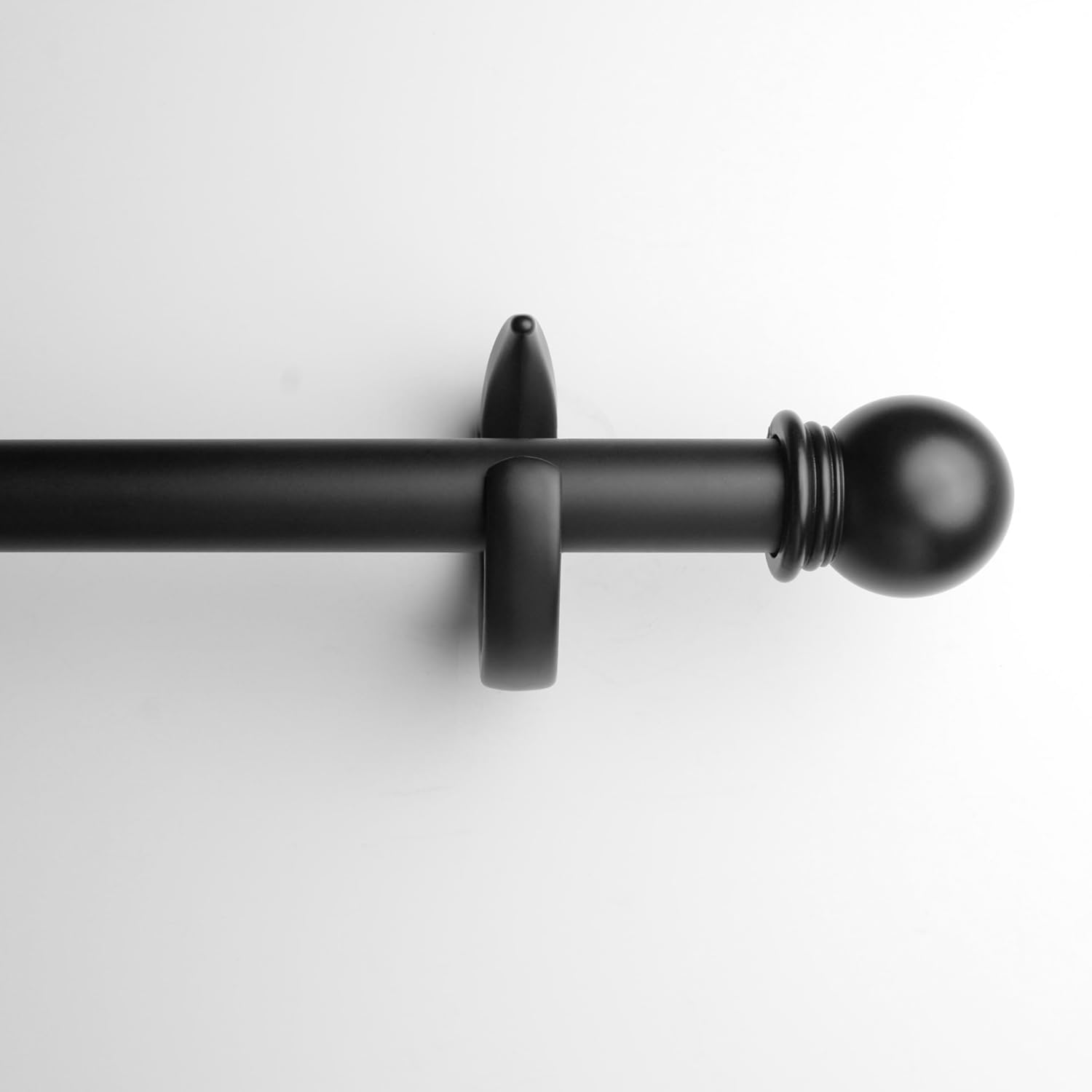 Black Curtain Rods for Windows 16-88 inch, 1 inch Decorative Curtain Rod Set, Adjustable Heavy Duty Drapery Rod for Bedroom, Livingroom