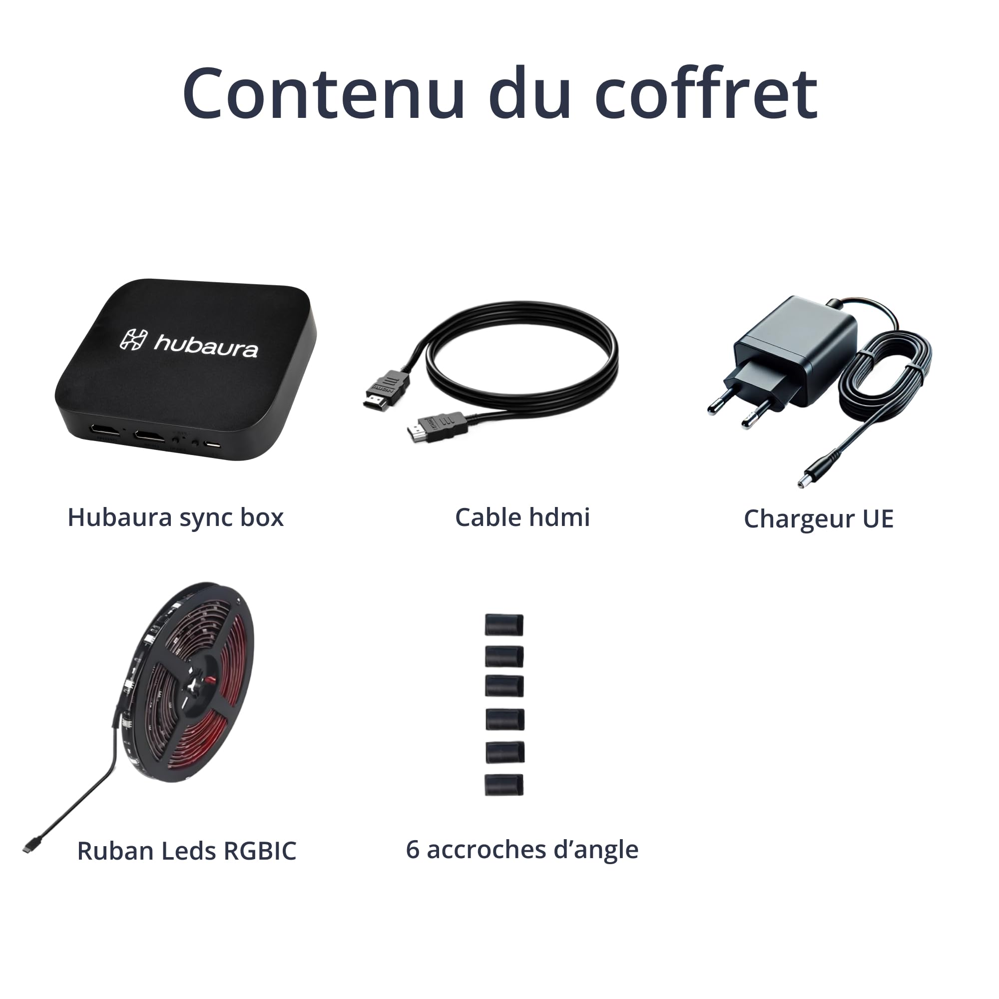 Sync Box rétroéclairage HDMI 2.0 ruban led synchronisation image, ruban led pour tv 42 à 88 pouces (65-70 pouces)