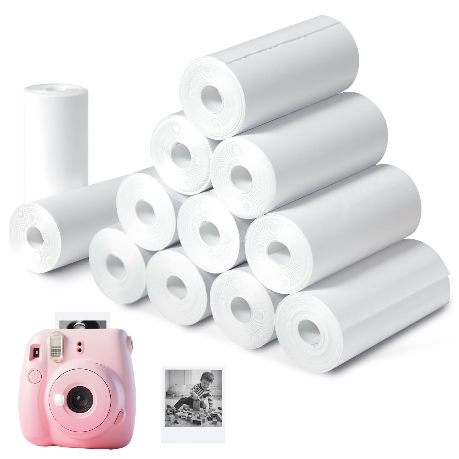 12 Rolls Kids Camera Paper Roll, 57x 25 Thermal Printer Paper Compatible with Most Kids Camera Instant Print/Mini Printer, BPA-Free