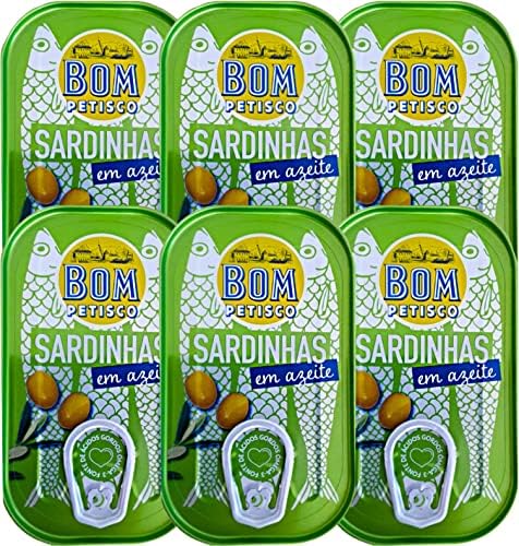 Sardines à l'huile d'olive Bom Petisco 6 x 120 g | Riche en oméga 3