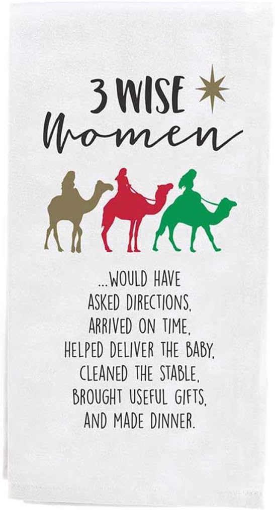 Three Wise Women Fun Christmas What If Kitchen Dish Tea Towel.