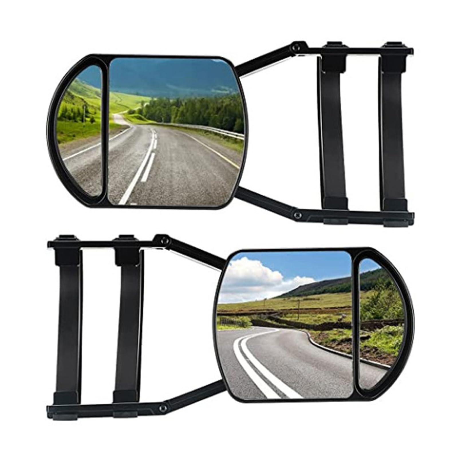 VOBOR 2Pcs Espejos Caravana Coche, Espejo para Remolque de Automóvil, Espejos Retrovisores Universales de Extensión Negra para remolques caravanas campamentos