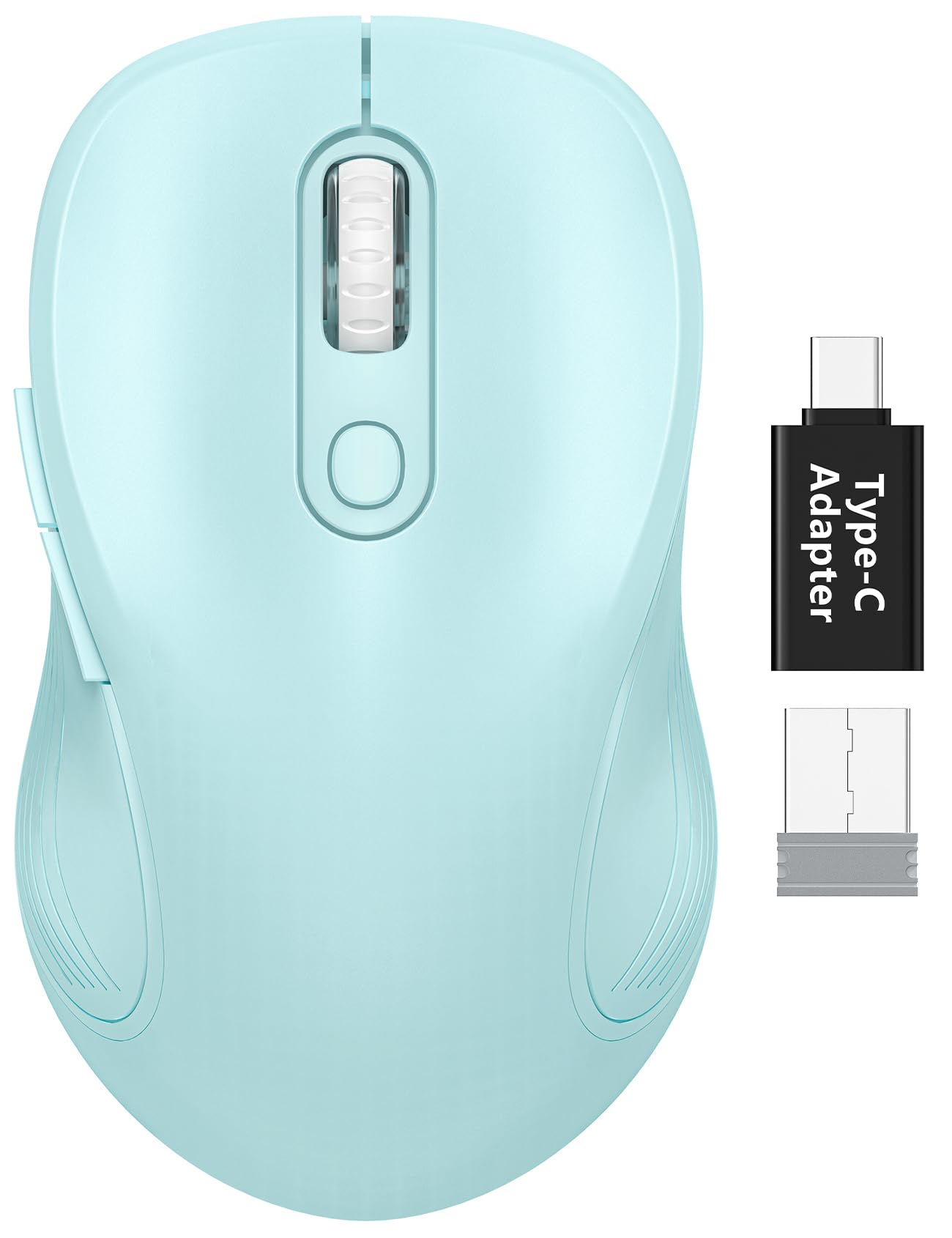 Trueque Wireless Mouse for Laptop, Ergonomic 6-Button Mouse, Light Blue
