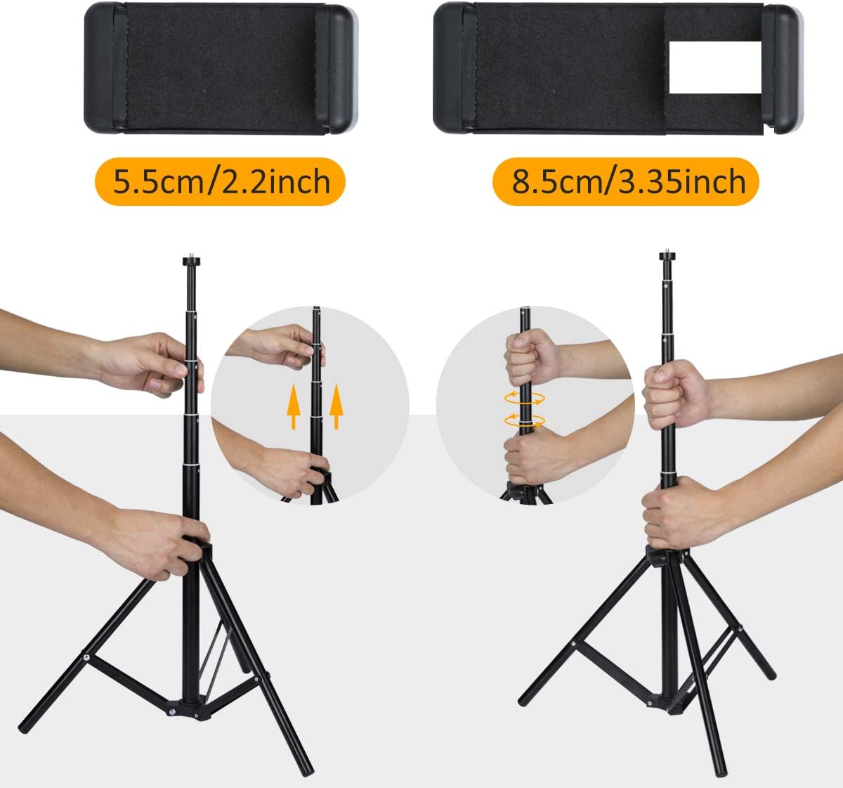 Gugusure Ring Light, 10" Led Ring Light with Tripod Stand & Phone Holder for Live Stream/Make Up/YouTube, Selfie Ring Light with 3 Light Modes and 10 Brightness Level, Compatible with iPhone/Android