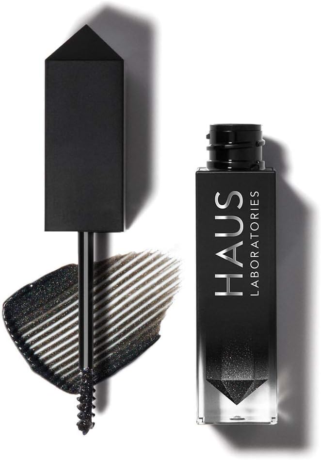 HAUS LABORATORIES By Lady Gaga: RISQUÉ BROW & LASH SPARKLE TOPPER, Brow Gel & Mascara in Black Sparkle, Long Lasting & Buildable Eye Makeup, Vegan & Cruelty-Free, 0.10 Fl. Oz