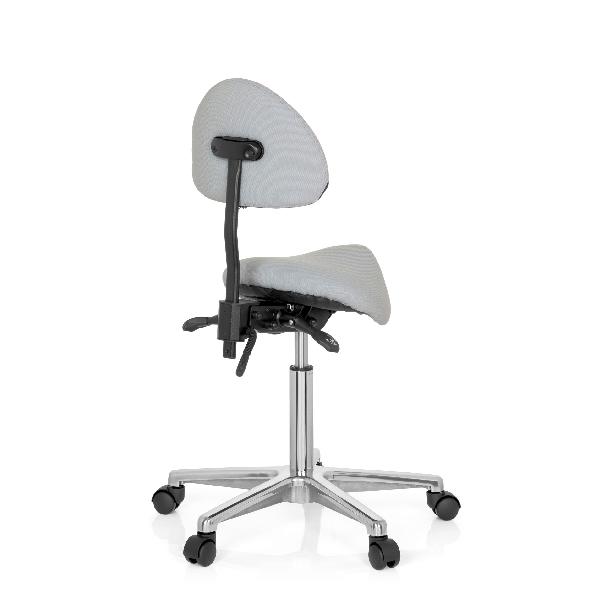 hjh OFFICE 608920 Taburete de Trabajo Top Work 20 Gris, Taburete de Silla de Montar, Respaldo con Ajuste de Altura