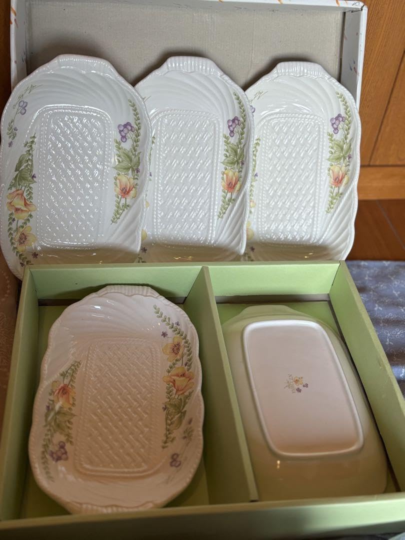 Amazon.co.jp: オールドノリタケ 黄色花柄 5客 5枚セット 5人用