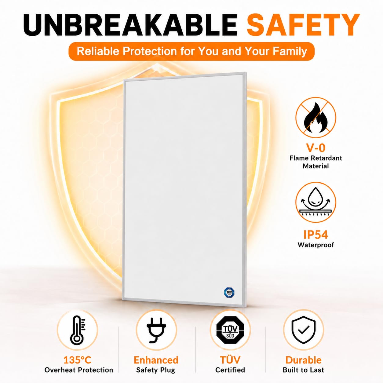 Calefactor Bajo Consumo 1000W con Termostato,Calefactor Baño Pared
