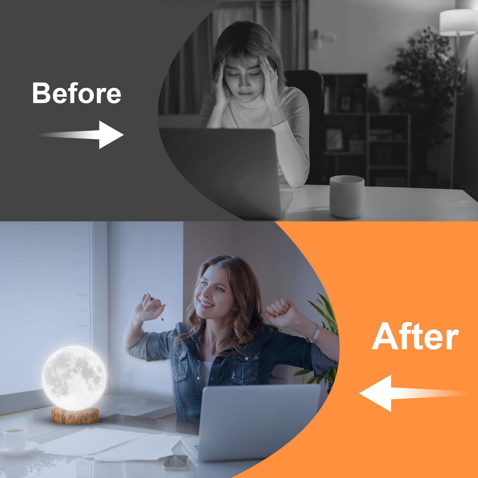 Lámpara de terapia de luz, lámpara solar de 10000 lux con 3 temperaturas de color, brillo continuo, lámpara de luz solar feliz, lámpara de luz diurna de espectro completo para el hogar
